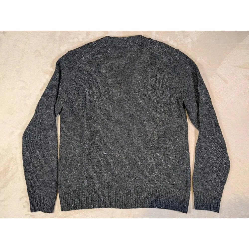 Alex Mill Mens Large Donegal Merino Wool Alpaca Cardigan Sweater Charcoal Gray